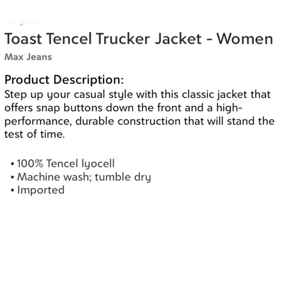 NWT Max Jeans Utility Trucker Jacket Toasted Tencel Women’s Size Extra Small XS - Picture 5 of 5